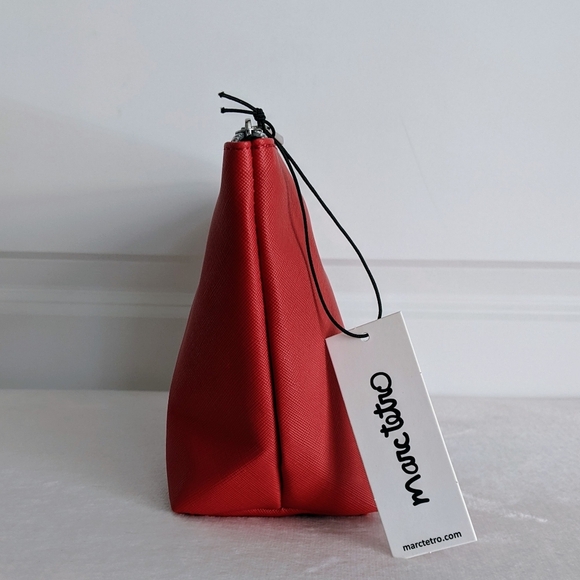marc tetro Westie Large Zip Top Cosmetic Case Pouch Bag PVC Saffiano Red NWT - Picture 6 of 14